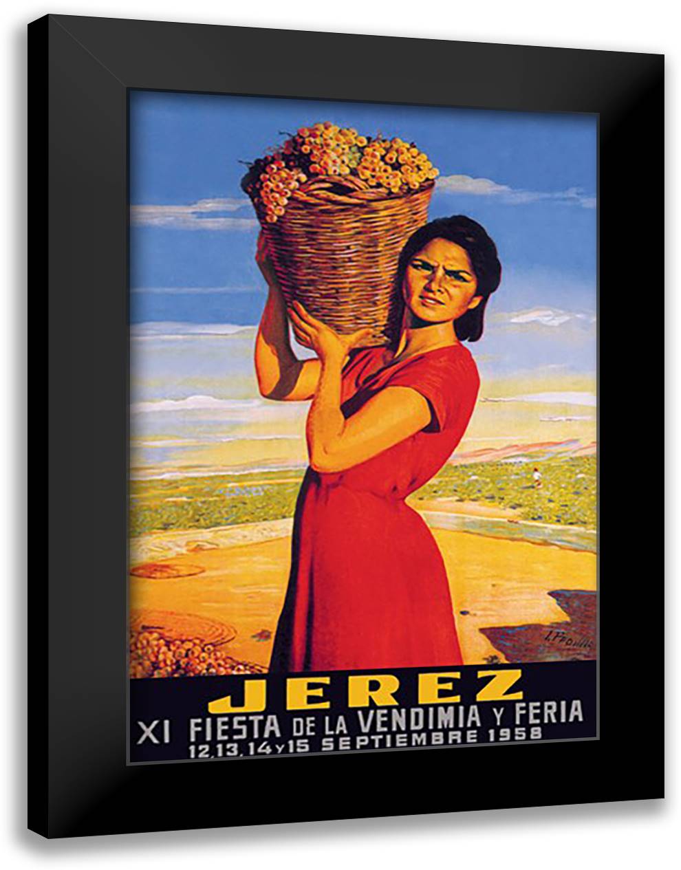 Jerez Fiesta de la Vendima XI 16x22 Black Modern Wood Framed Art Print Poster by Padilla