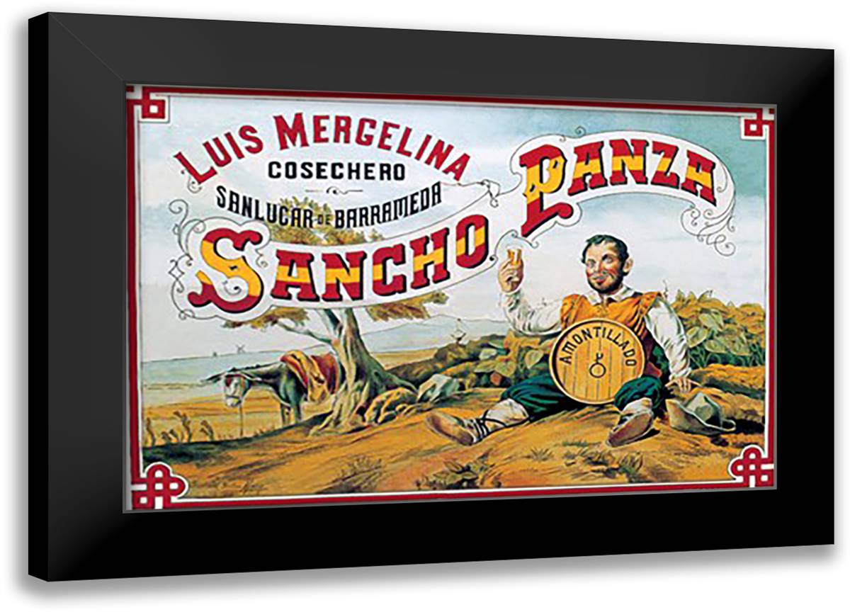 Sancho Panza 22x16 Black Modern Wood Framed Art Print Poster by Marin