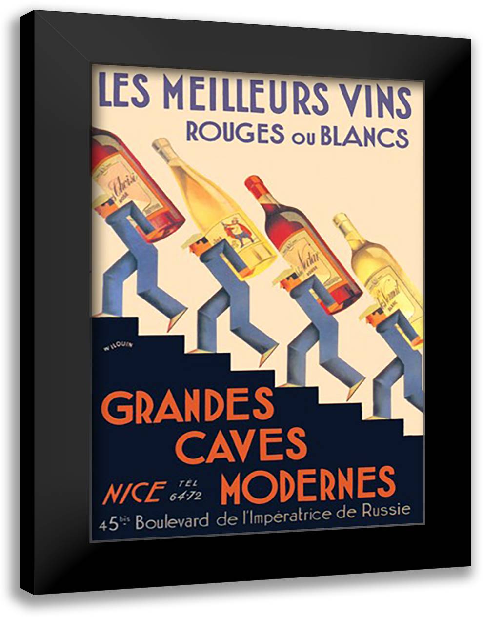 Meilleurs Vins 16x22 Black Modern Wood Framed Art Print Poster by Wilquin, Ande