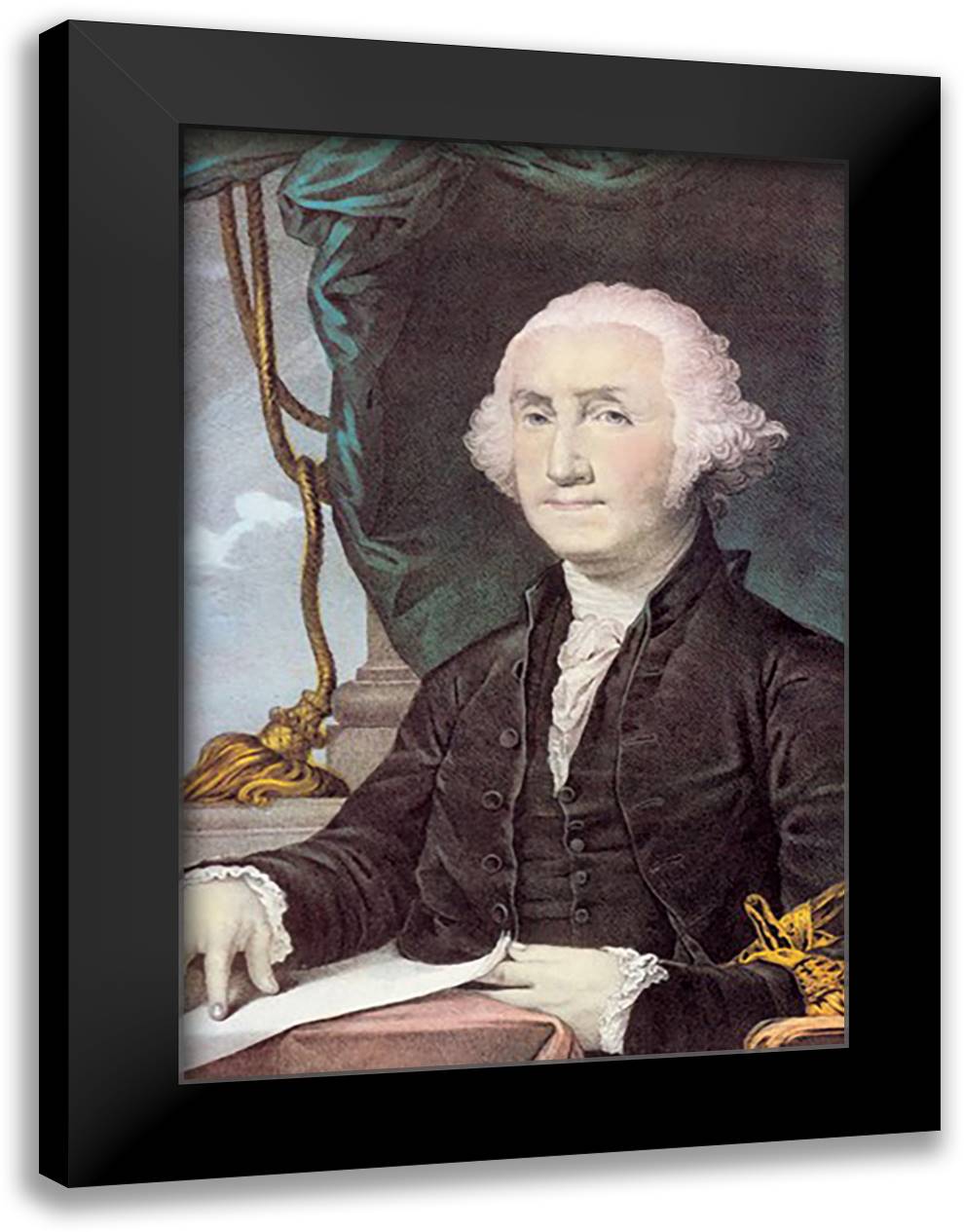Portrait of George Washington 16x22 Black Modern Wood Framed Art Print Poster