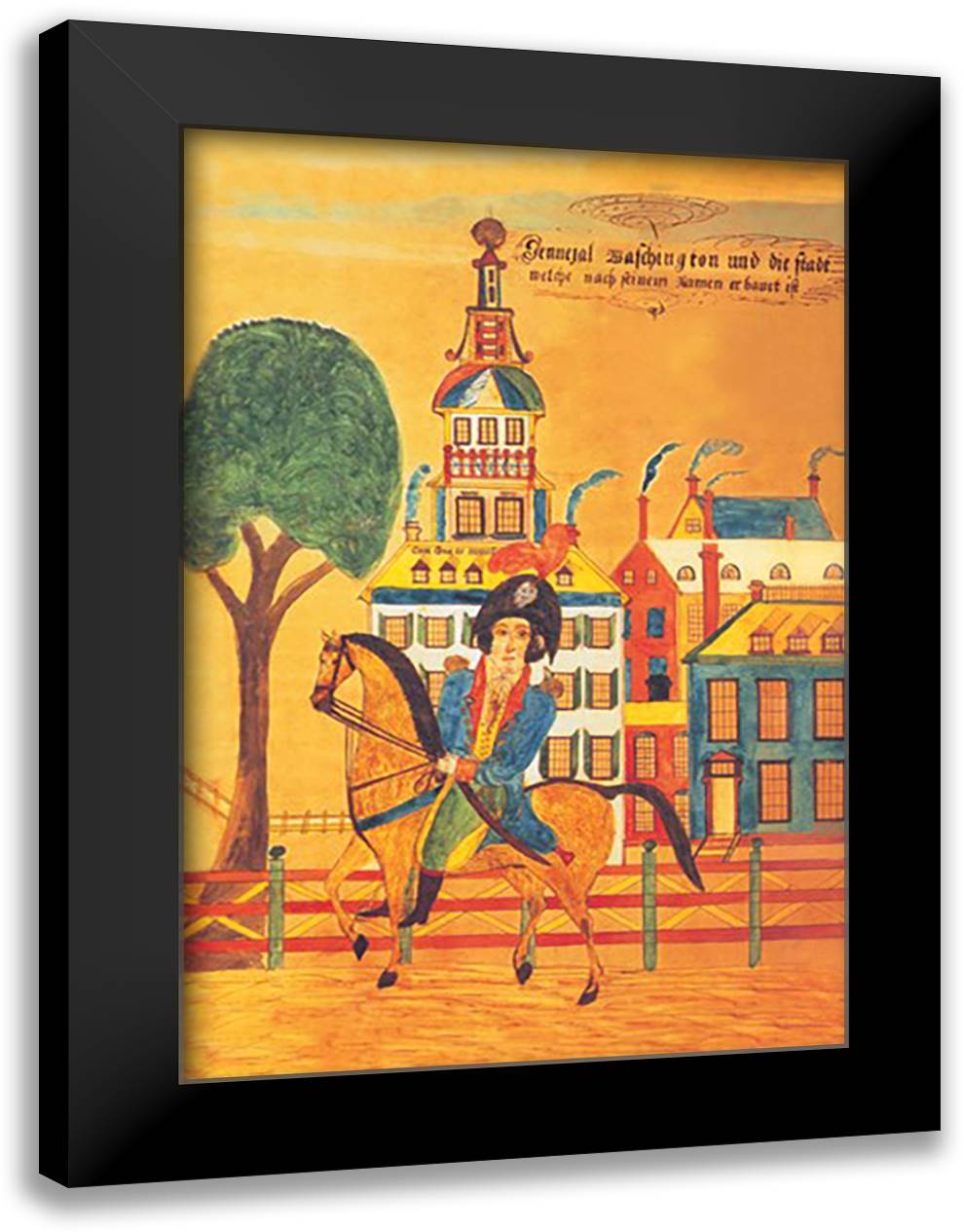 General Washington 16x22 Black Modern Wood Framed Art Print Poster