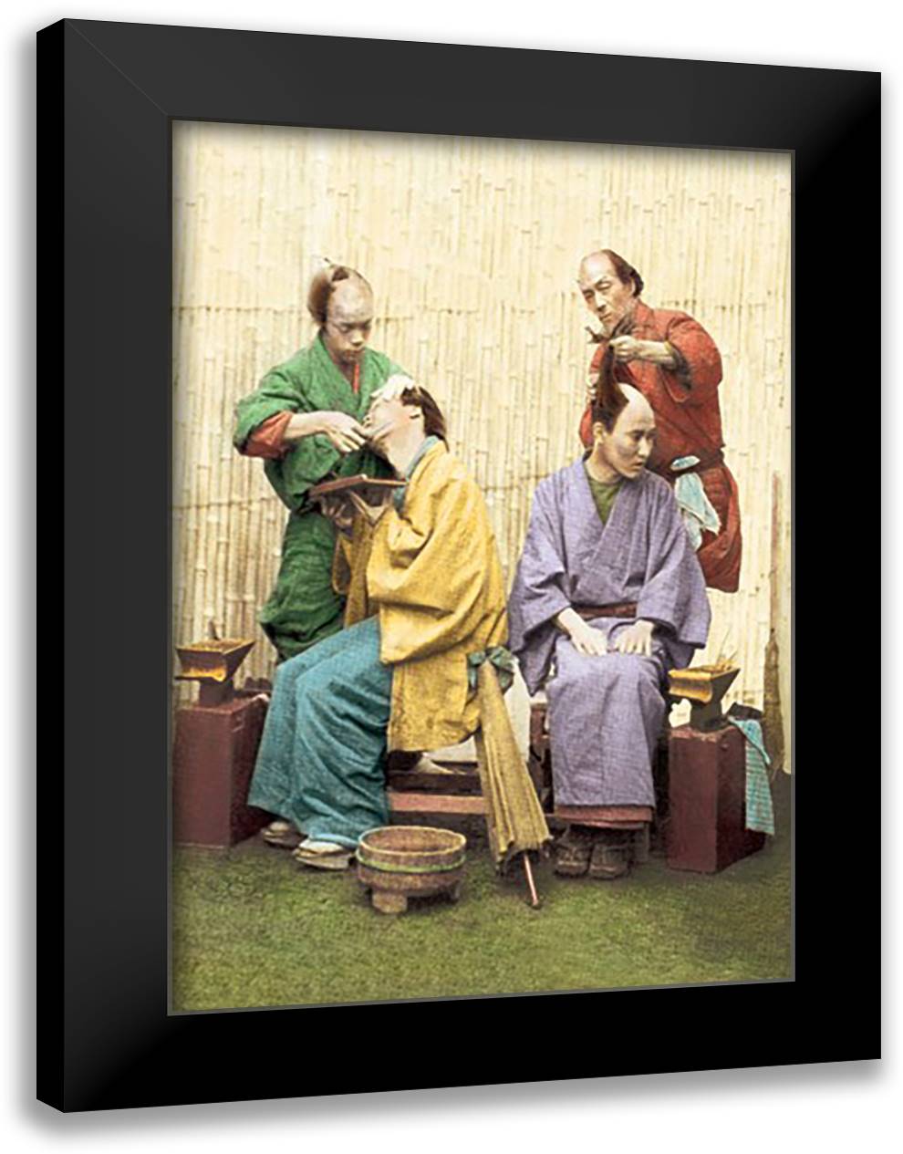 Shave and a Topknot Prepared 16x22 Black Modern Wood Framed Art Print Poster by Stillfried, Von