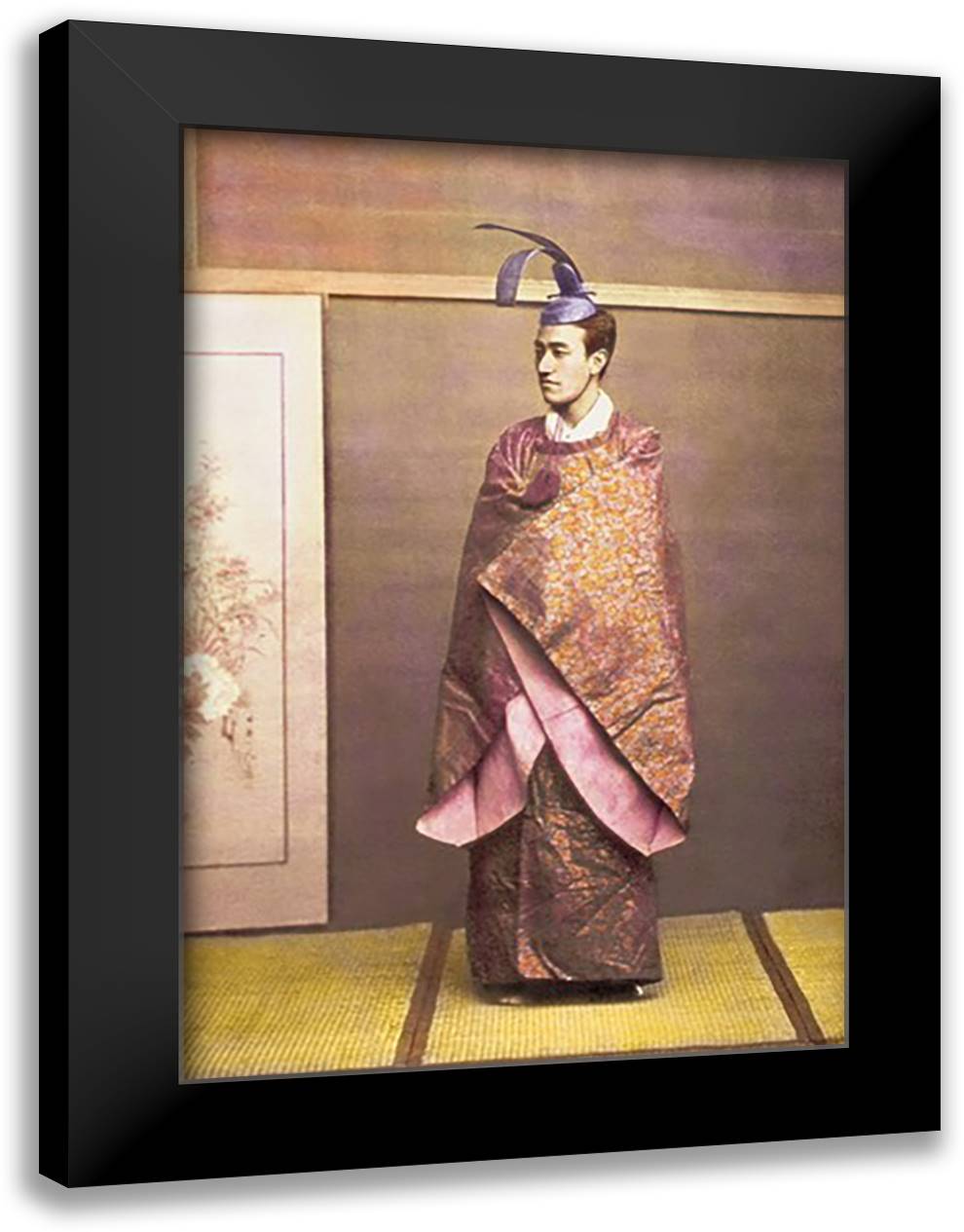 Man Wearing a Court Costume 16x22 Black Modern Wood Framed Art Print Poster by Stillfried, Von