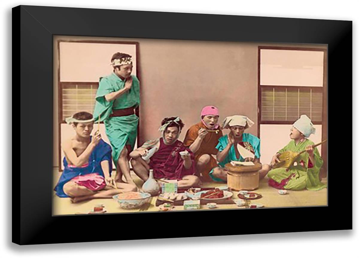 Workmen's Holiday 22x16 Black Modern Wood Framed Art Print Poster by Imperial Art School of Japan