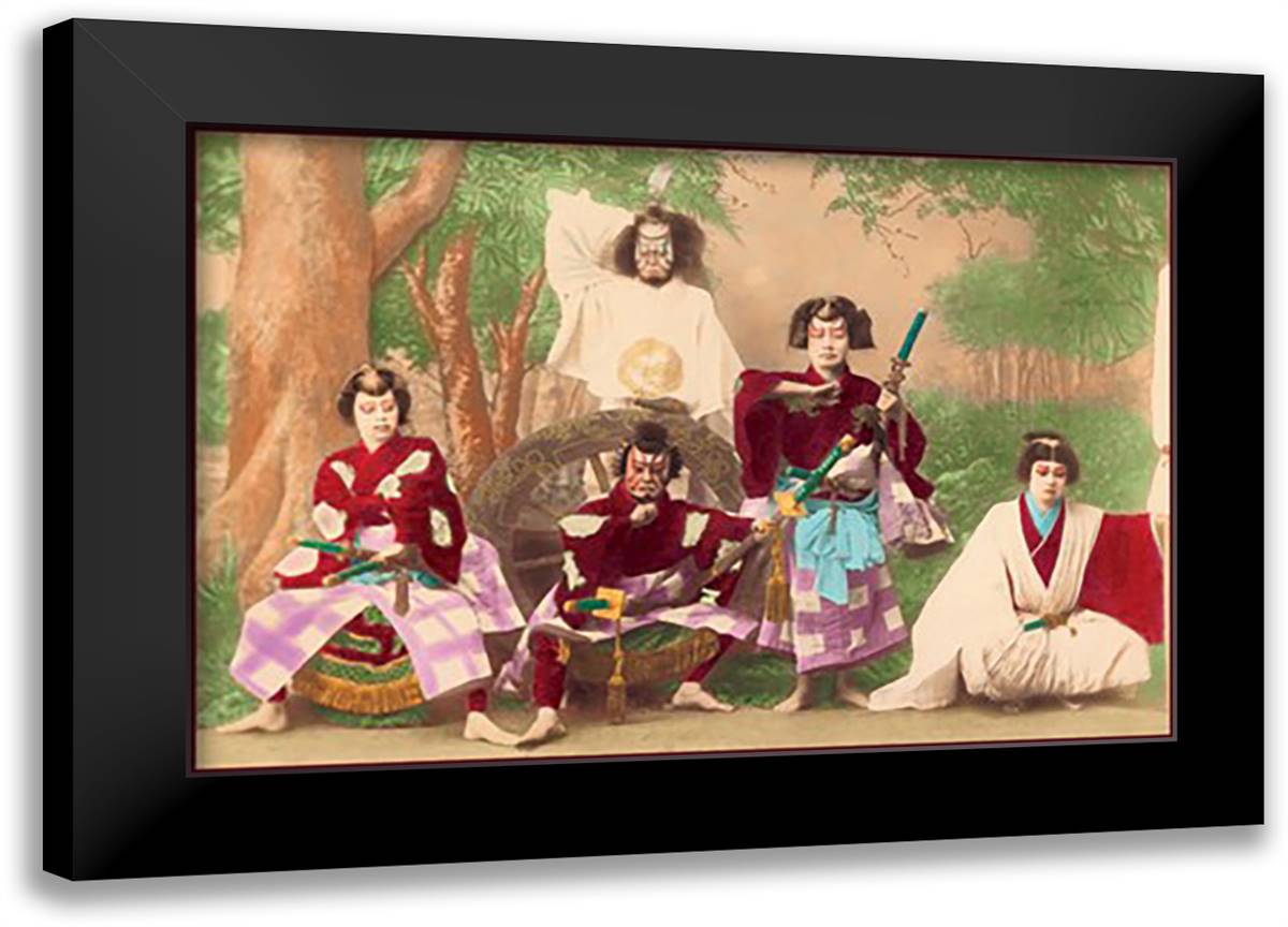 Theatrical Performance 22x16 Black Modern Wood Framed Art Print Poster by Imperial Art School of Japan