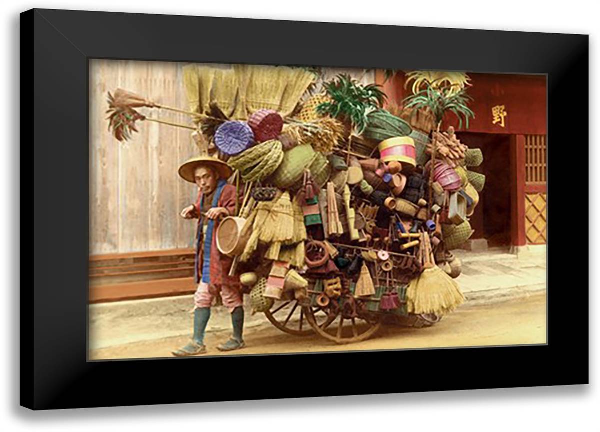 Itinerant Merchant 22x16 Black Modern Wood Framed Art Print Poster by Imperial Art School of Japan