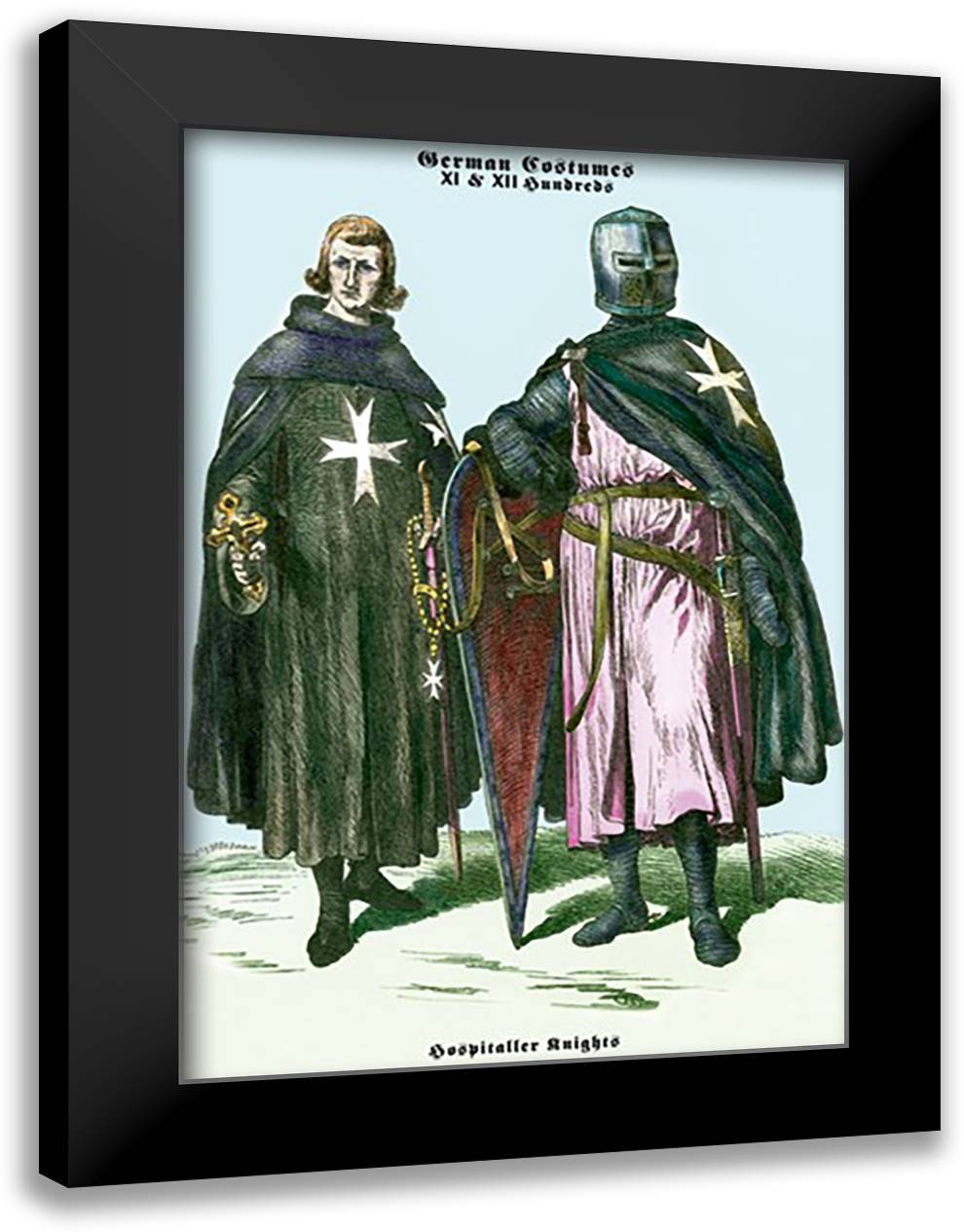 German Costumes: Hospitaller Knights 16x22 Black Modern Wood Framed Art Print Poster
