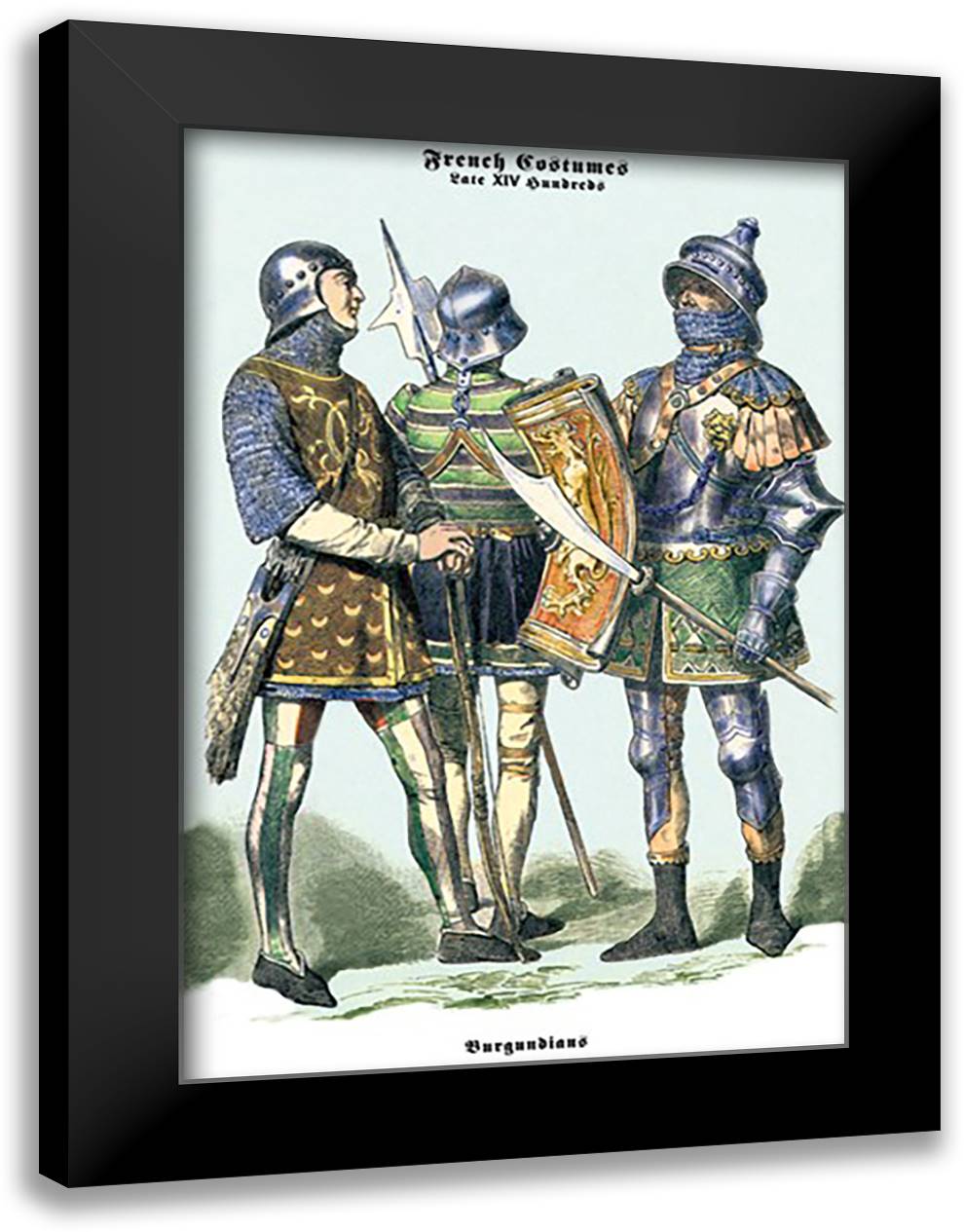 French Costumes: Burgundians in Armor #2 16x22 Black Modern Wood Framed Art Print Poster