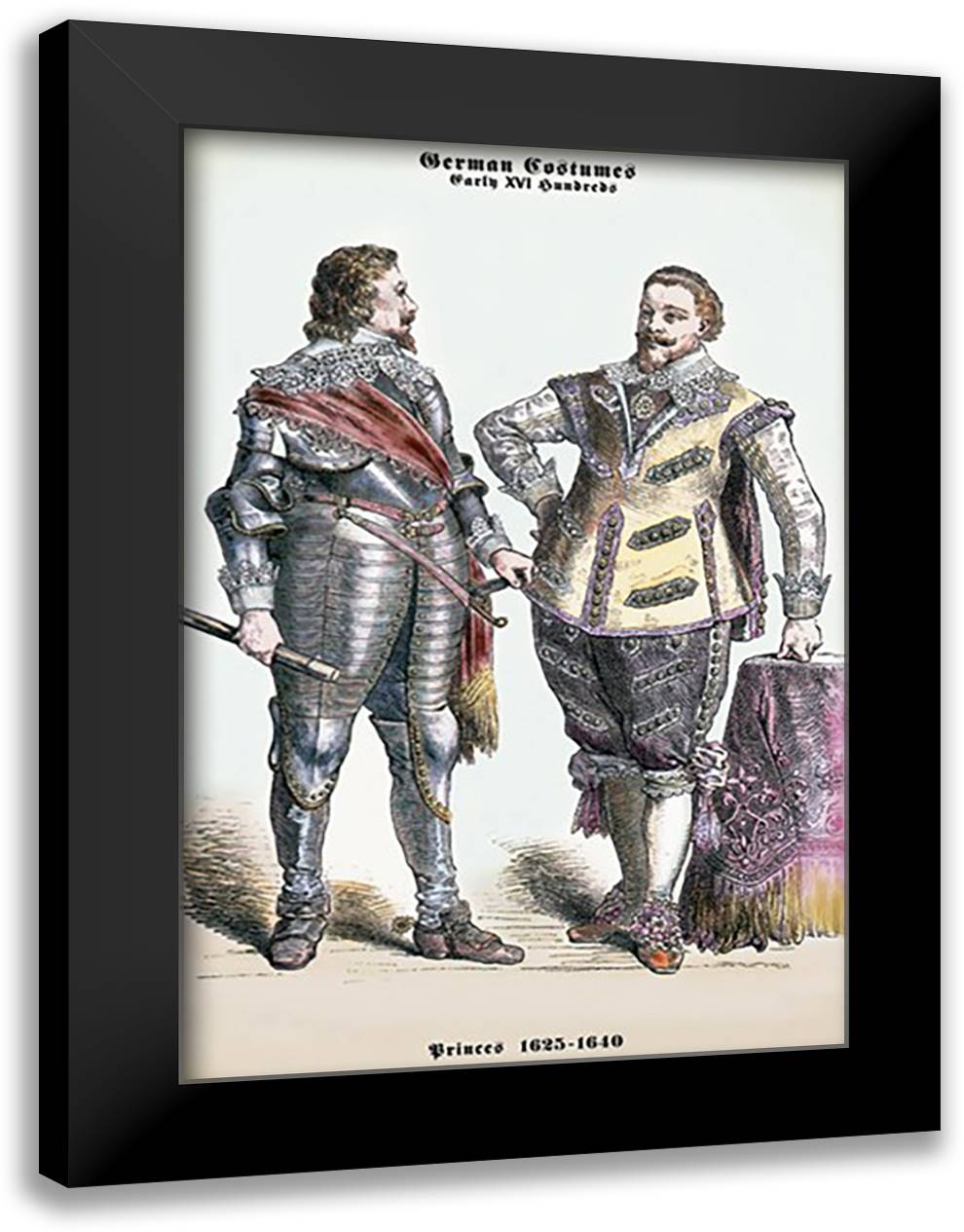 German Costumes: German Prince 16x22 Black Modern Wood Framed Art Print Poster