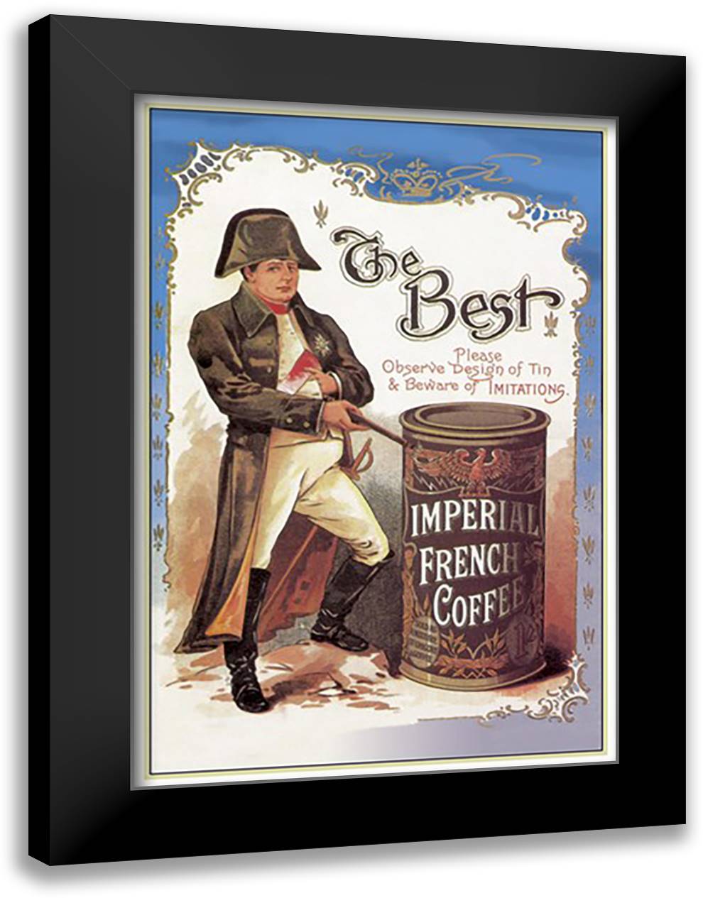 Imperial French Coffee 16x22 Black Modern Wood Framed Art Print Poster