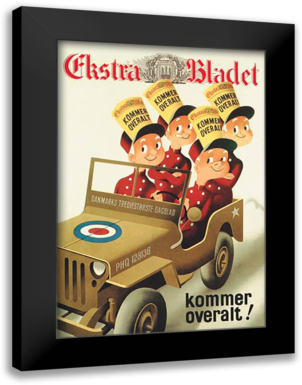 Men in Jeep 16x22 Black Modern Wood Framed Art Print Poster by Jerrild, Asger