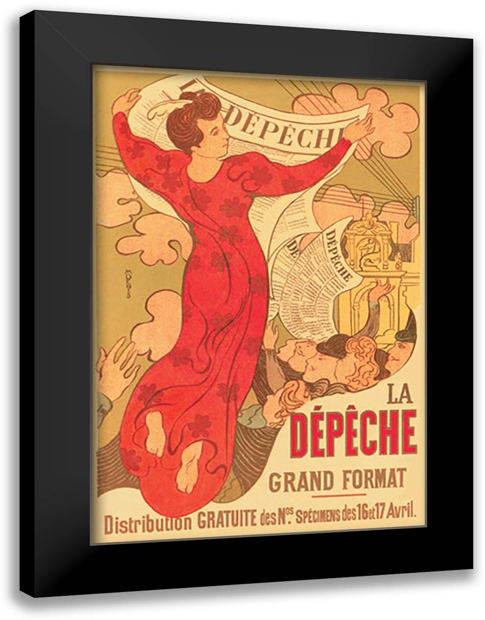 Depeche 16x22 Black Modern Wood Framed Art Print Poster by Denis, Maurice