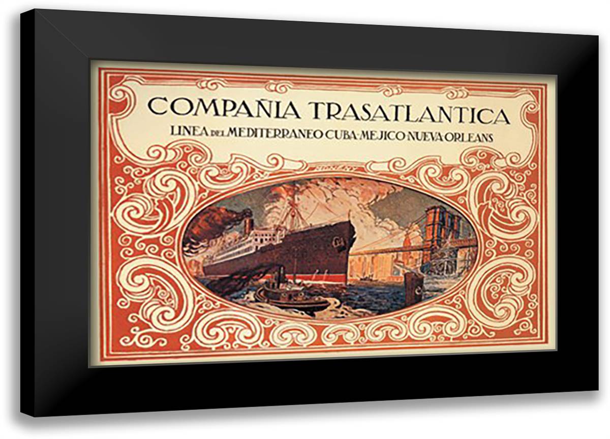 Mediterranean-Cuba-Mexico-New Orleans Cruise Line 22x16 Black Modern Wood Framed Art Print Poster by Moneny, Enric
