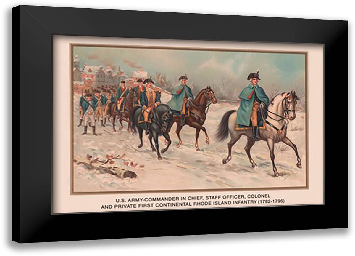 Continental Rhode Island Infantry 1782-1796 22x16 Black Modern Wood Framed Art Print Poster by Wagner, Arthur