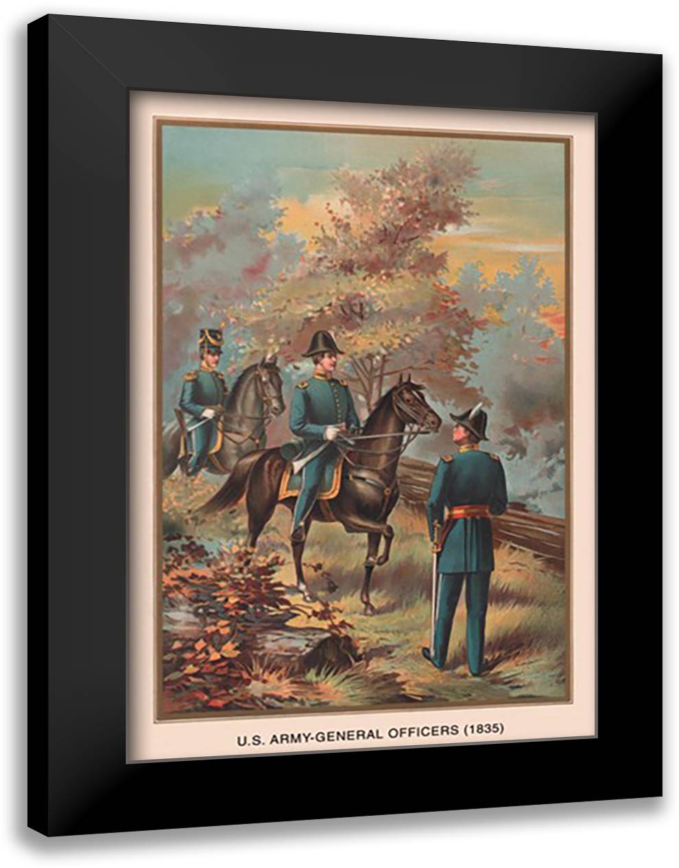 U.S. Army Officers, 1835 16x22 Black Modern Wood Framed Art Print Poster by Wagner, Arthur