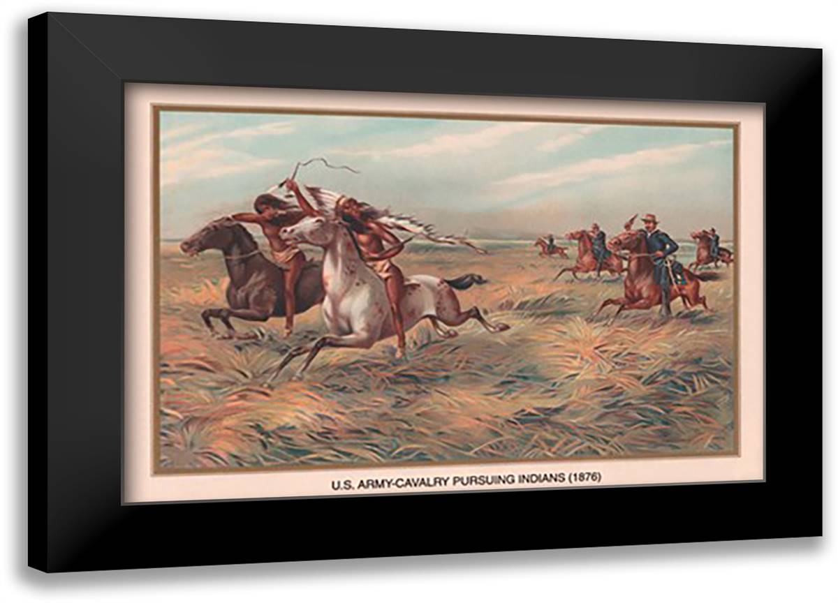 U.S. Army Pursuing Indians, 1876 22x16 Black Modern Wood Framed Art Print Poster by Wagner, Arthur