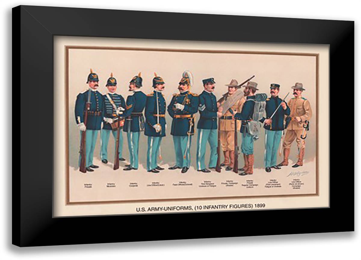 Uniforms (10 Infantry Figures), 1899 22x16 Black Modern Wood Framed Art Print Poster by Wagner, Arthur