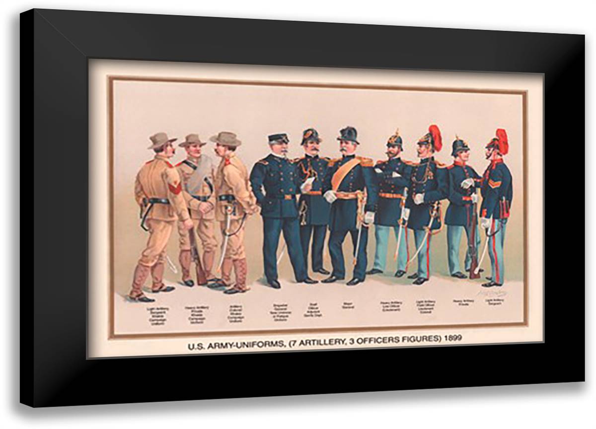 Uniforms (7 Artillery, 3 Officers), 1899 22x16 Black Modern Wood Framed Art Print Poster by Wagner, Arthur