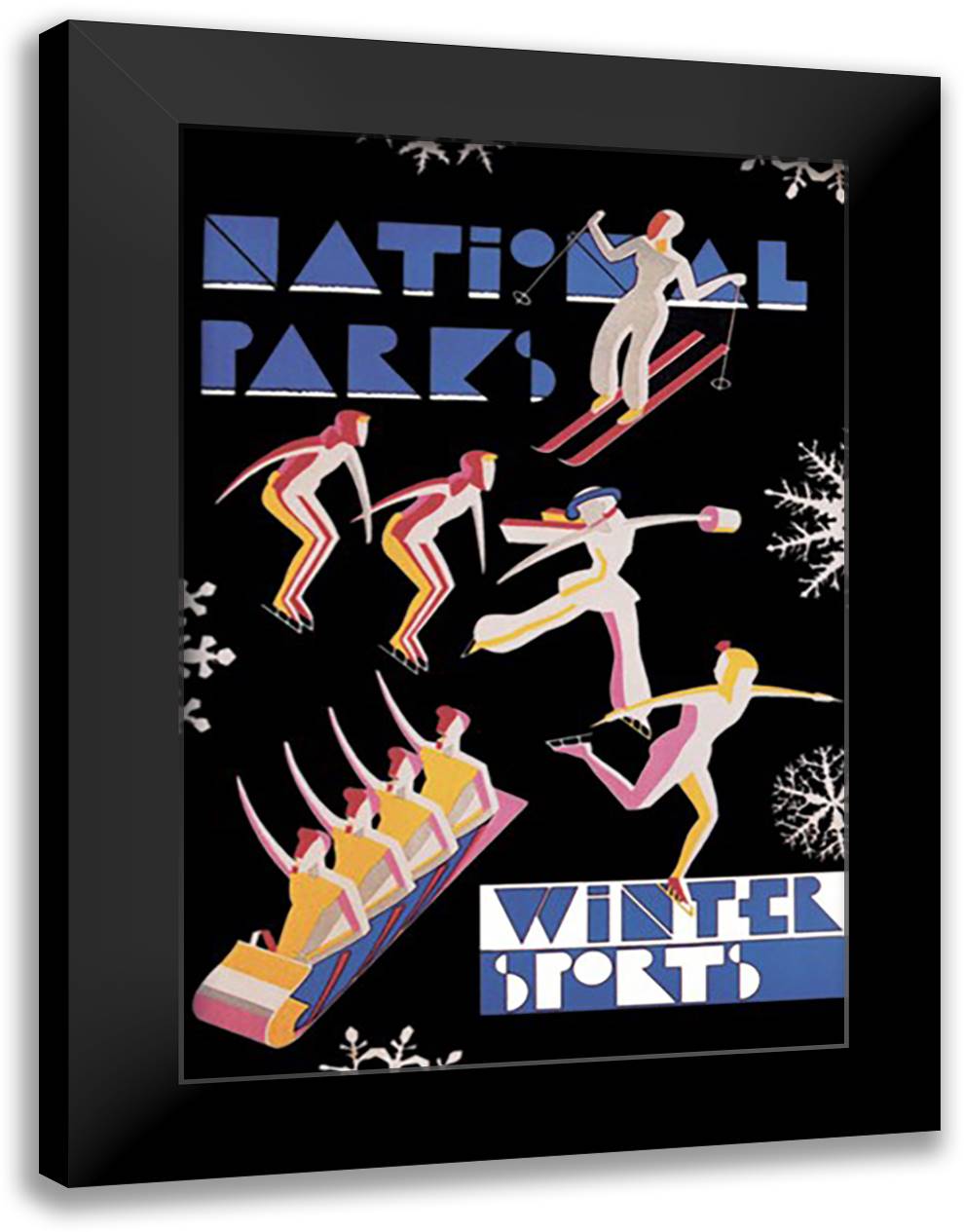 National Park's Winter Sports 16x22 Black Modern Wood Framed Art Print Poster by Waugh, Dorothy