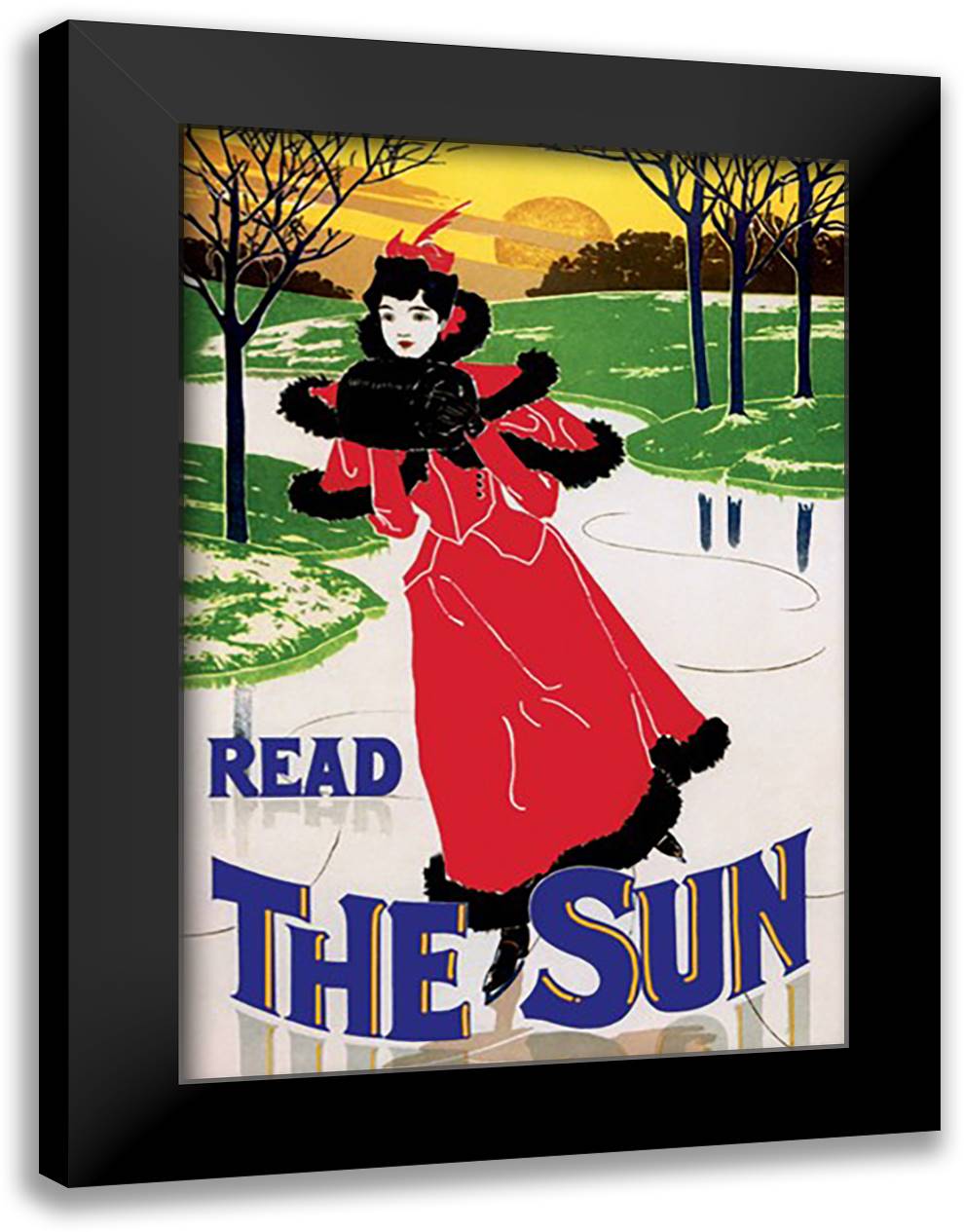Read the Sun: Skating at Sunset 16x22 Black Modern Wood Framed Art Print Poster by Rhead, Louis