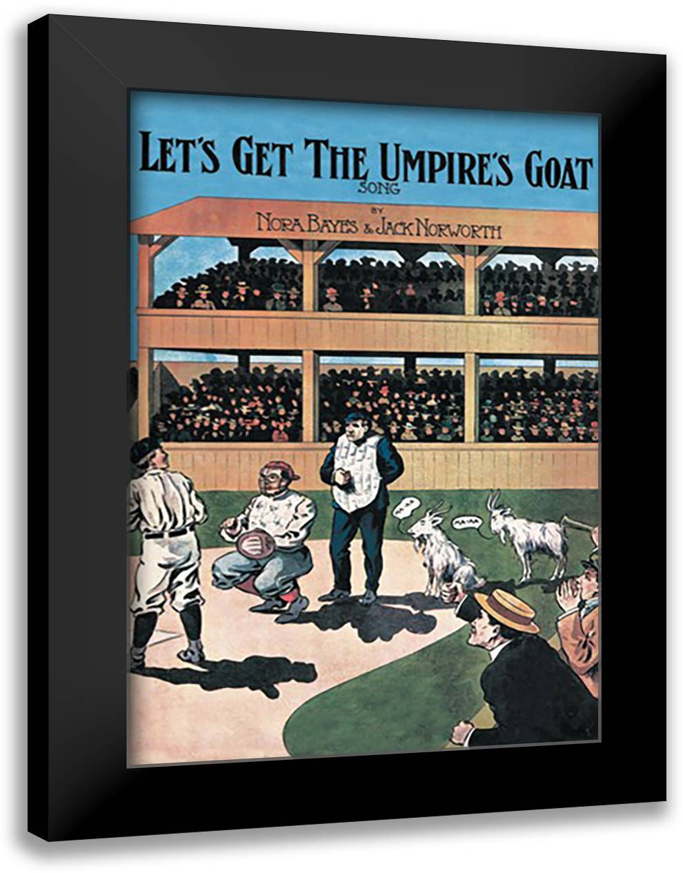 Let's Get the Umpire's Goat 16x22 Black Modern Wood Framed Art Print Poster