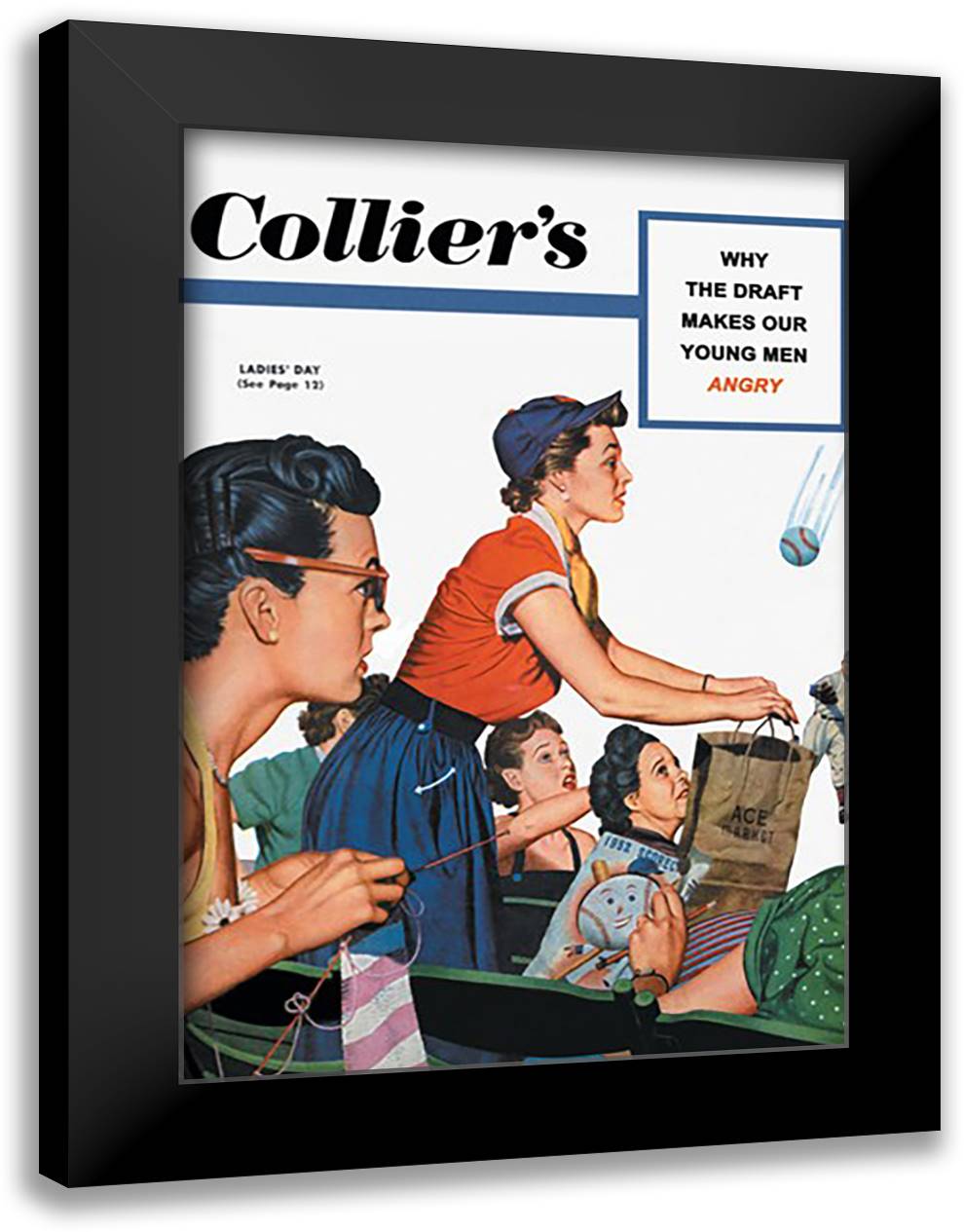 Collier's: Lady's Day - It's in the Bag 16x22 Black Modern Wood Framed Art Print Poster by Colliers