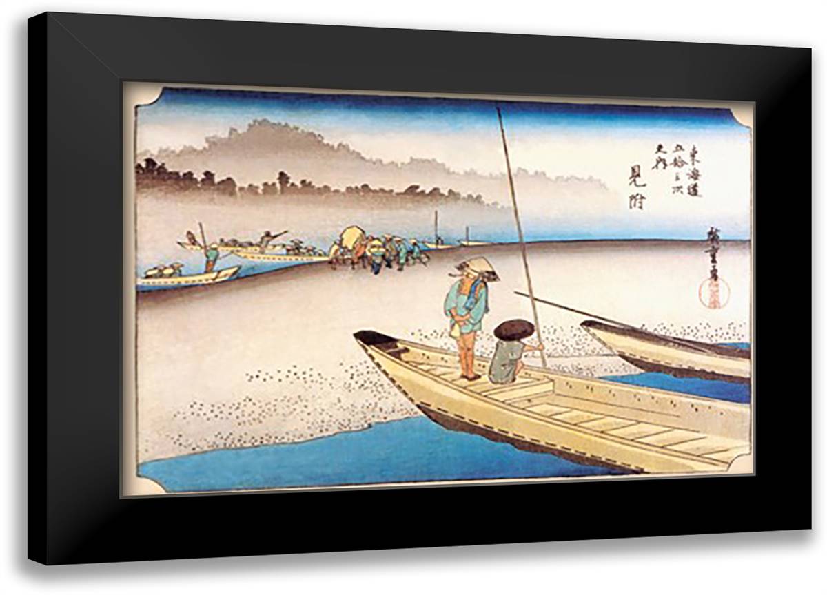 Tenryu River at Mitsuke (Mitsuke Tenryugawa No Zu) 22x16 Black Modern Wood Framed Art Print Poster by Hiroshige, Utagawa