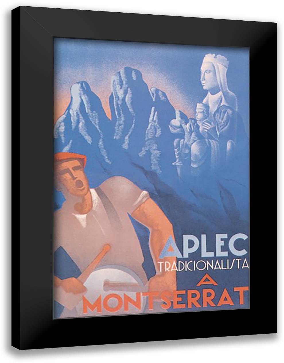 Montserrat: Aplec Tradicionalista 16x22 Black Modern Wood Framed Art Print Poster by Buigas
