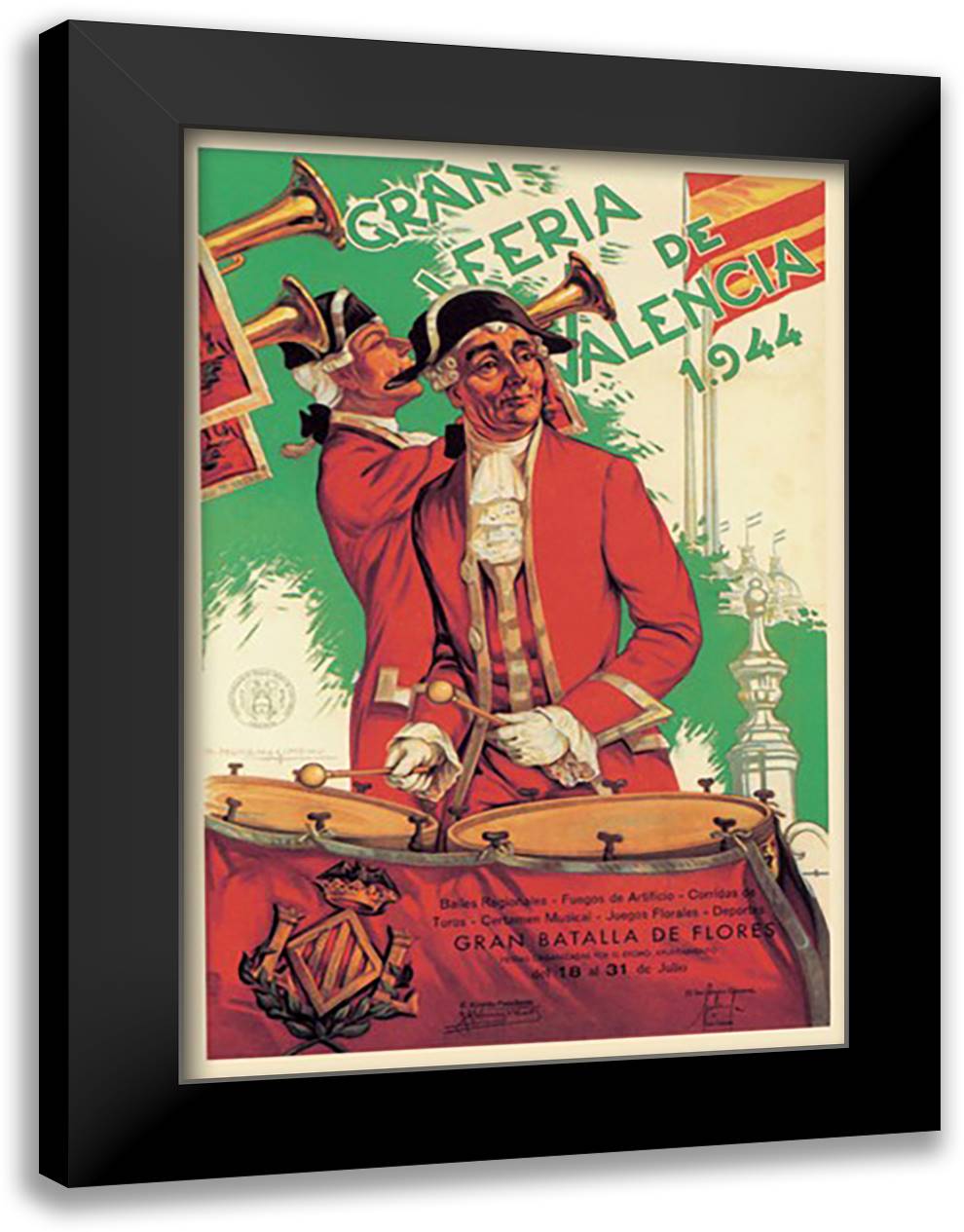 Gran Feria de Valencia 16x22 Black Modern Wood Framed Art Print Poster by Moreno, Gimeno