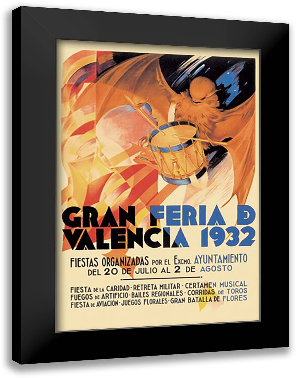 Gran Feria de Valencia 1932 16x22 Black Modern Wood Framed Art Print Poster by Dubon, L.