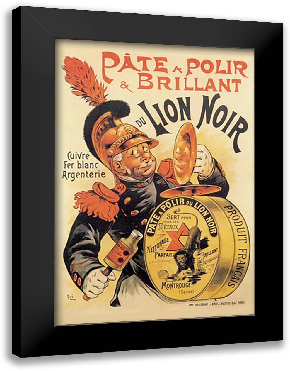 Pate Polir Brillant du Lion Noir 16x22 Black Modern Wood Framed Art Print Poster