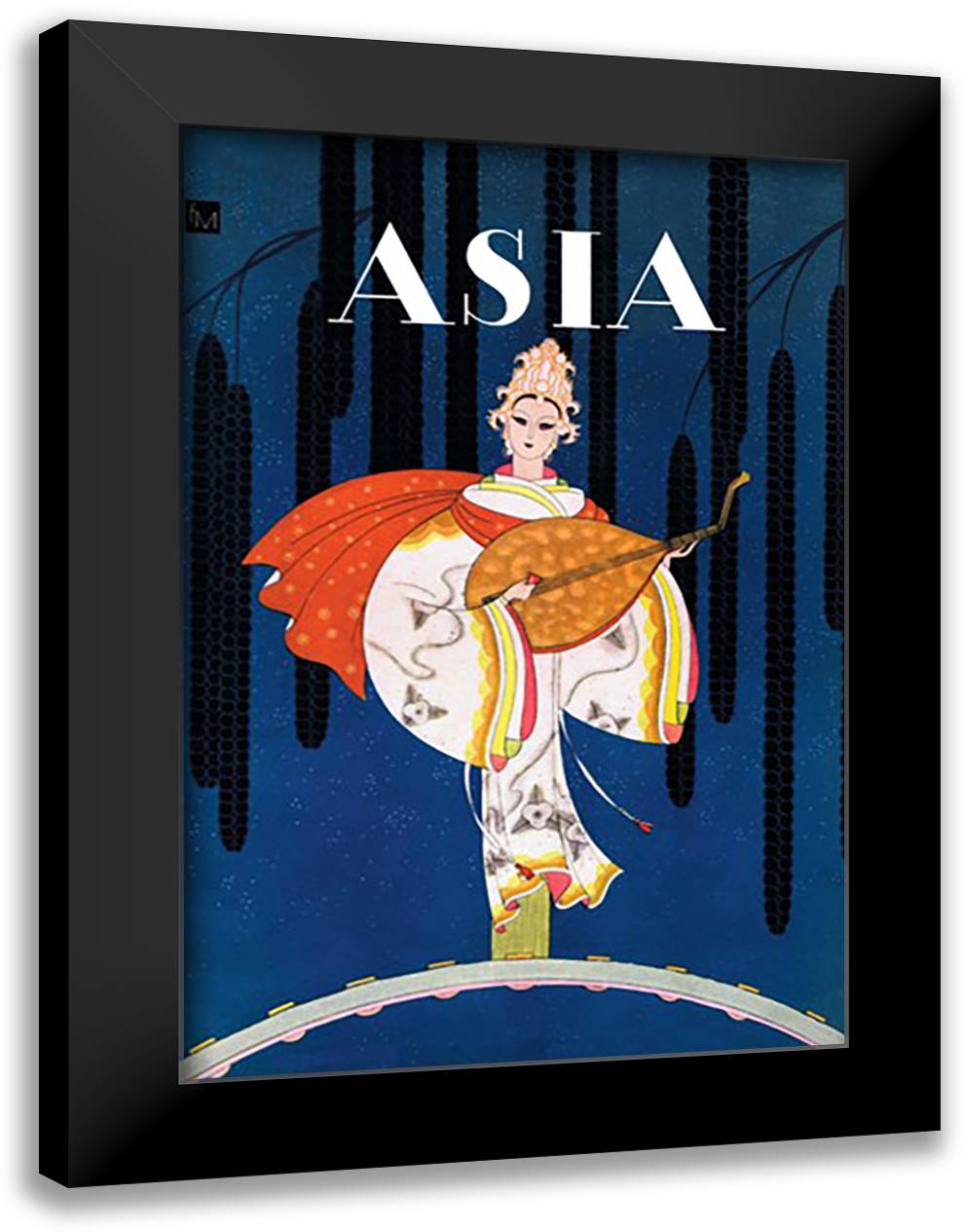 Asia Magazine: Goddess of Music 16x22 Black Modern Wood Framed Art Print Poster by McIntosh, Frank