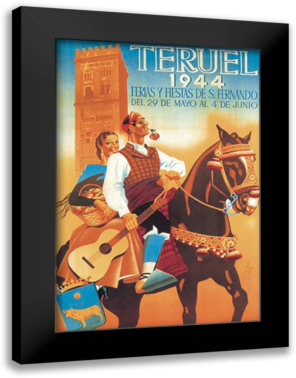 Teruel 16x22 Black Modern Wood Framed Art Print Poster by Bayo