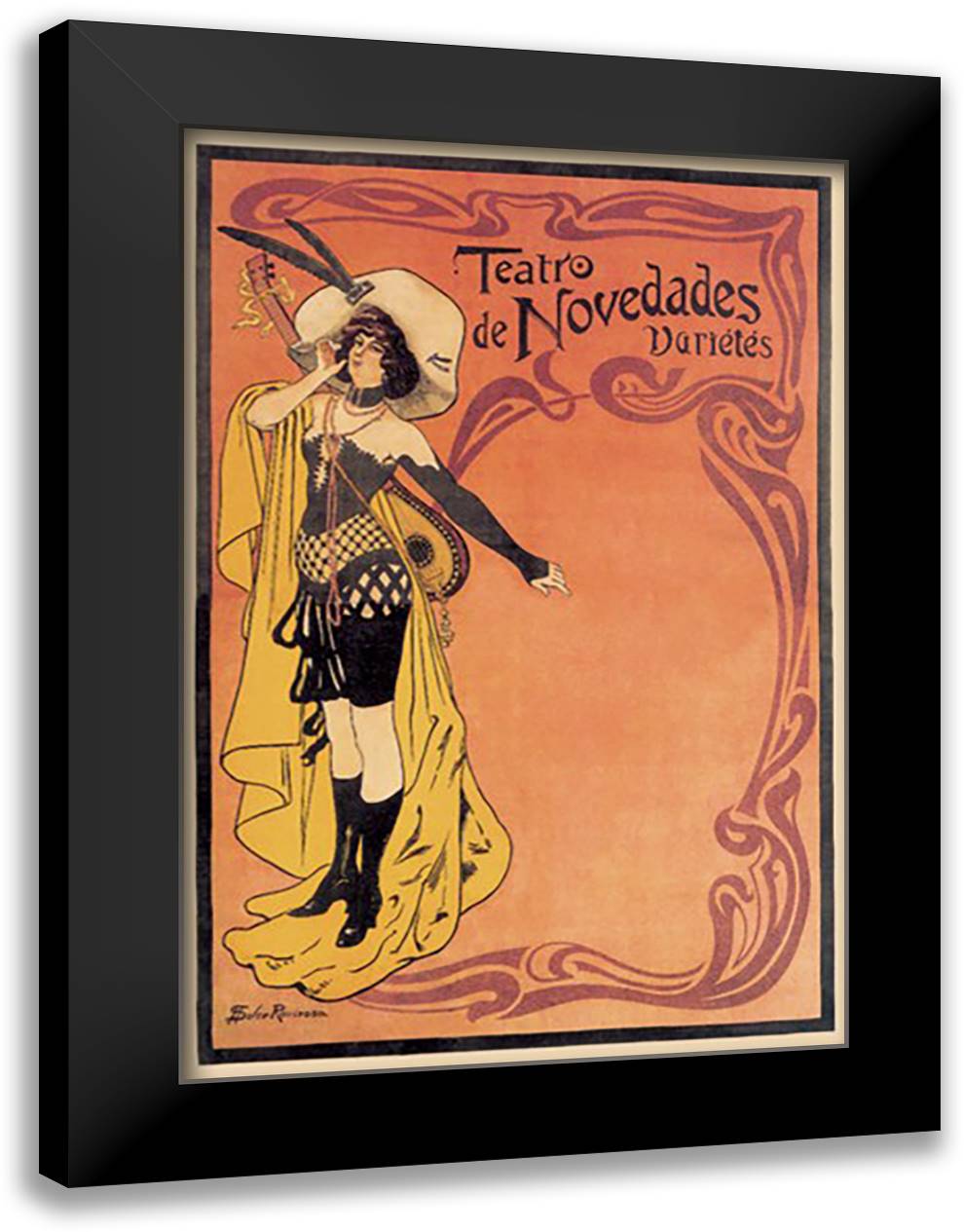 Teatro de Novedades Varietes 16x22 Black Modern Wood Framed Art Print Poster by Rovivosa, Soler