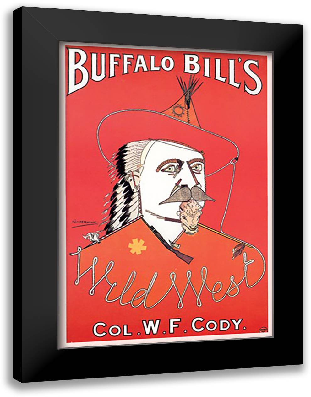 Portrait of Buffalo Bill 16x22 Black Modern Wood Framed Art Print Poster