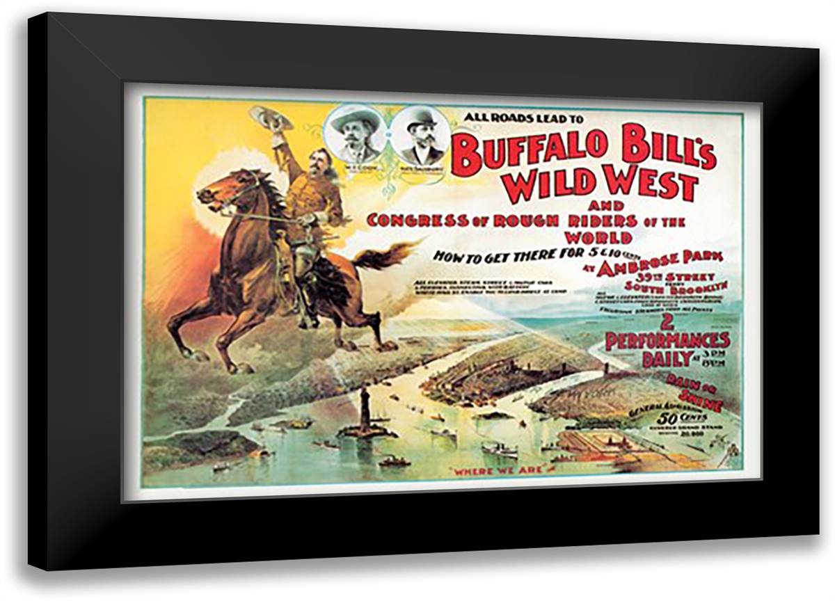 Buffalo Bill: Ambrose Park, South Brooklyn 22x16 Black Modern Wood Framed Art Print Poster