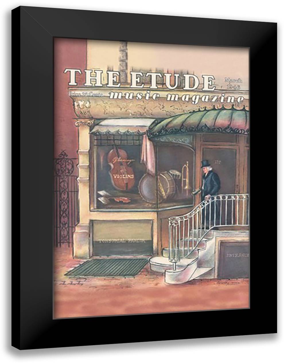 Music Storefront 16x22 Black Modern Wood Framed Art Print Poster