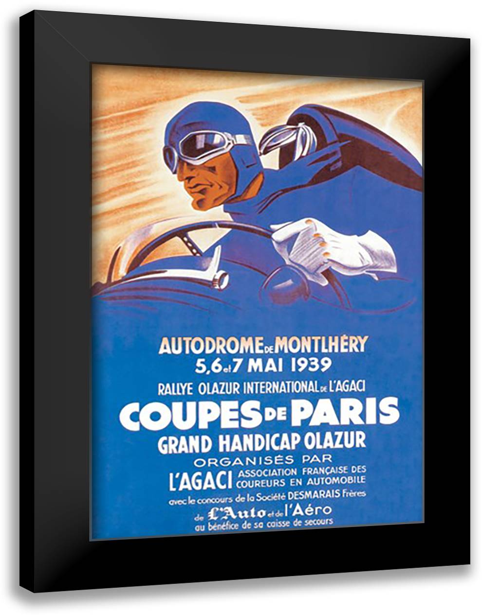 Go Blue Racer, Go! 16x22 Black Modern Wood Framed Art Print Poster