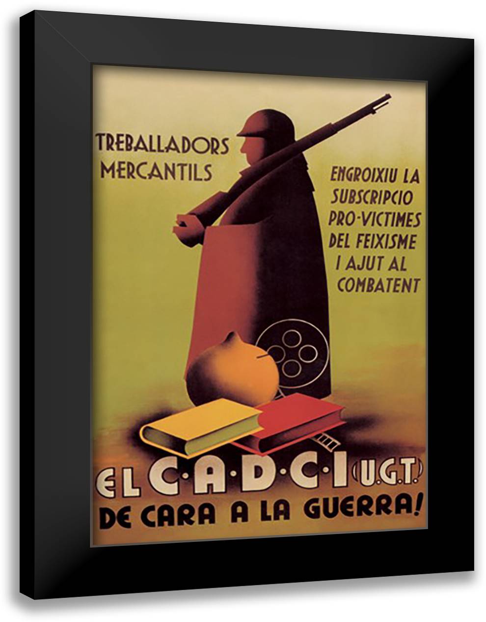 Socialist Trade Union Poster 16x22 Black Modern Wood Framed Art Print Poster by Vicens, I.
