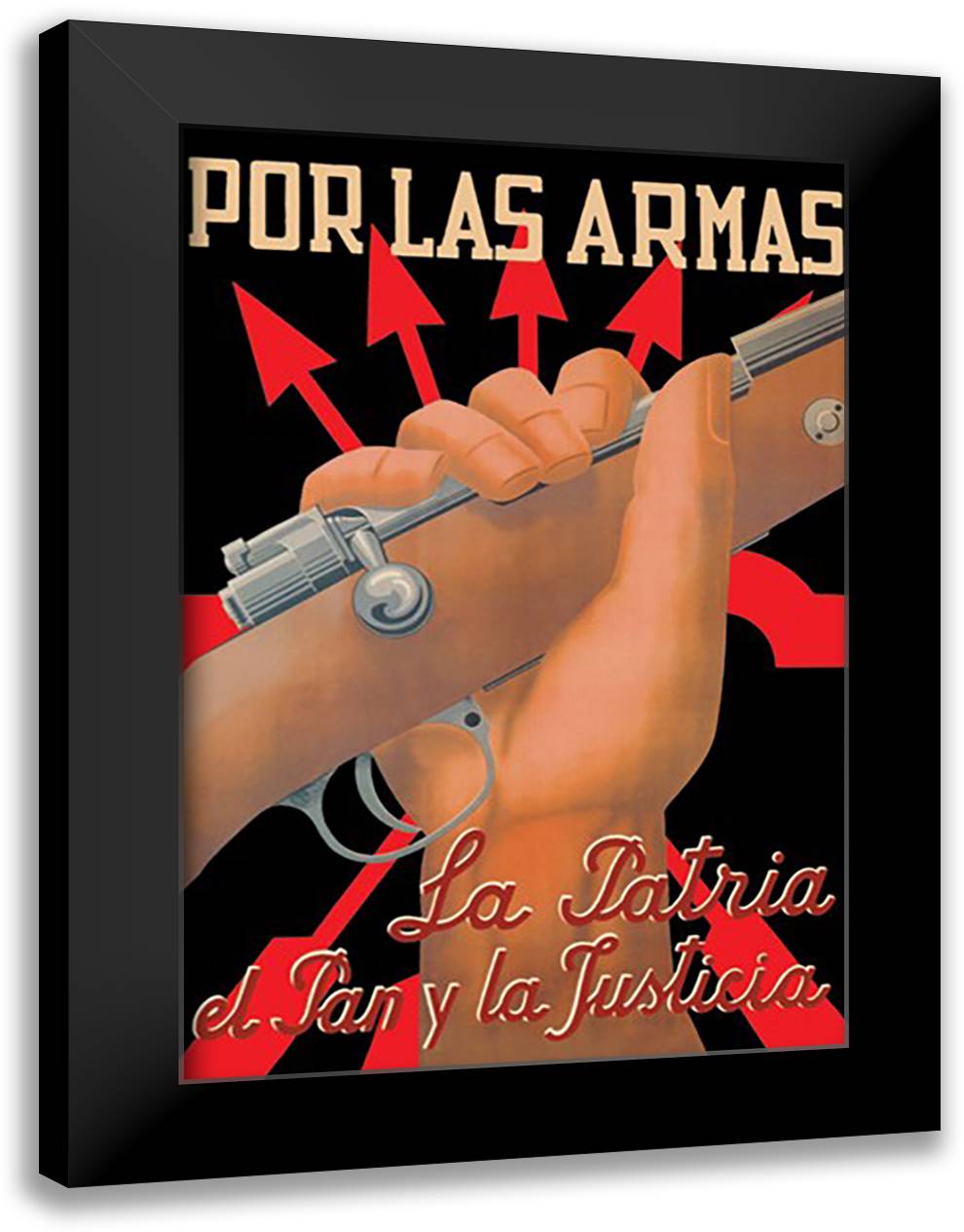 Take up Arms for Country, Food, and Justice 16x22 Black Modern Wood Framed Art Print Poster by Cabanas, J.