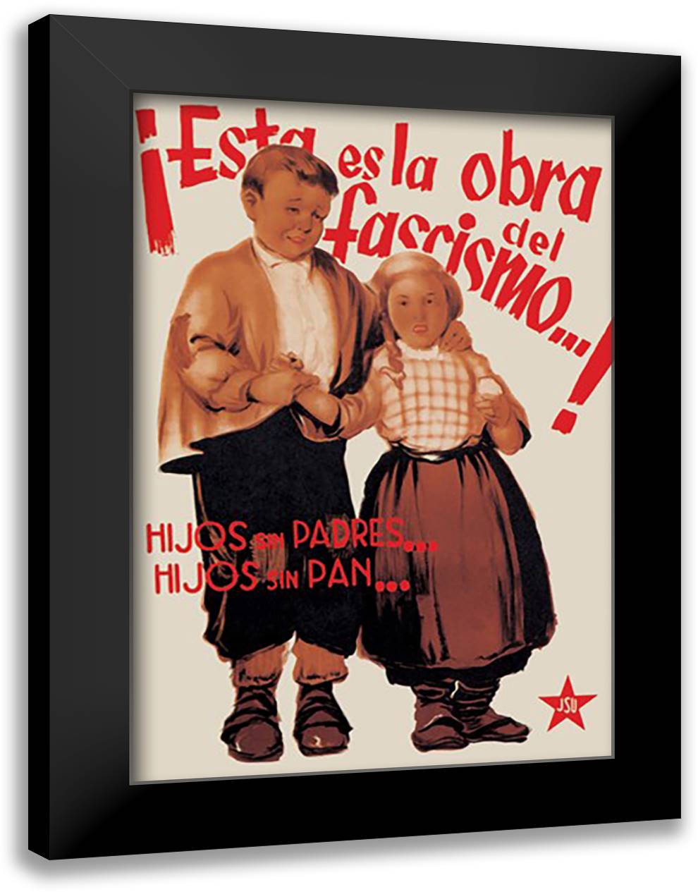 This is the Work of Fascism: Children without Parents, Children without Bread 16x22 Black Modern Wood Framed Art Print Poster by Bardasano