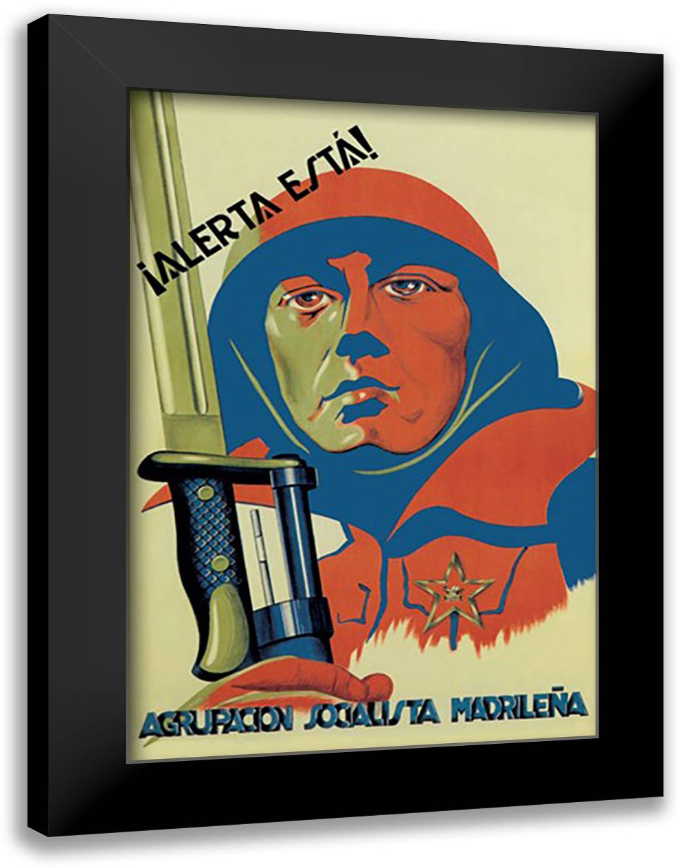 Alerta Esta! 16x22 Black Modern Wood Framed Art Print Poster by Huertas, J.