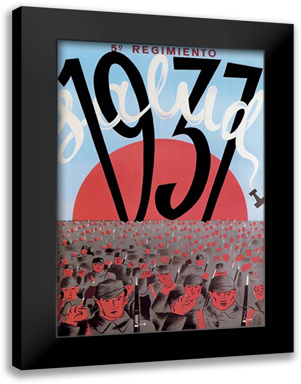 Cheers for the 5th Regiment 16x22 Black Modern Wood Framed Art Print Poster by Garay