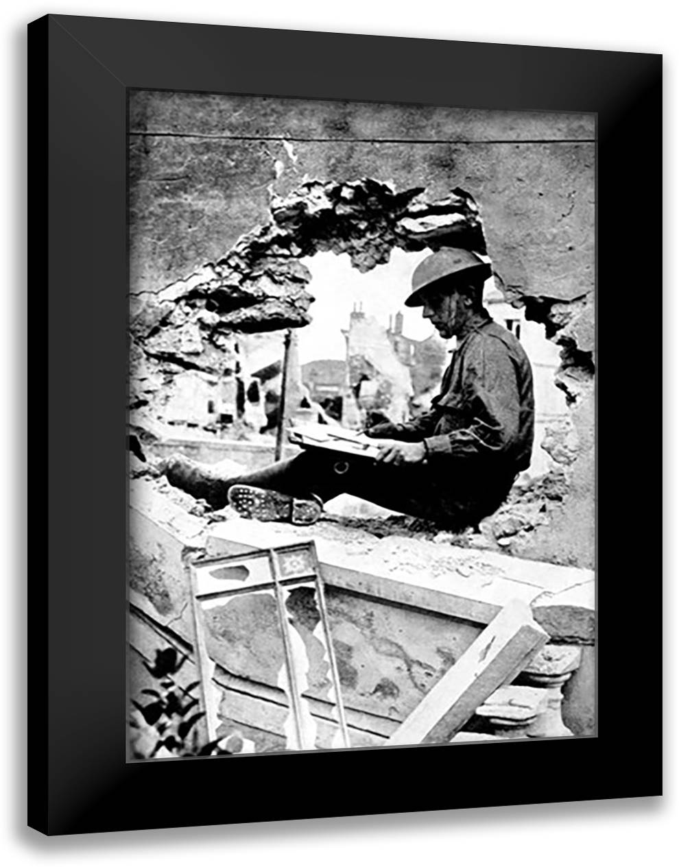 Just Before the Battle, Mother 16x22 Black Modern Wood Framed Art Print Poster