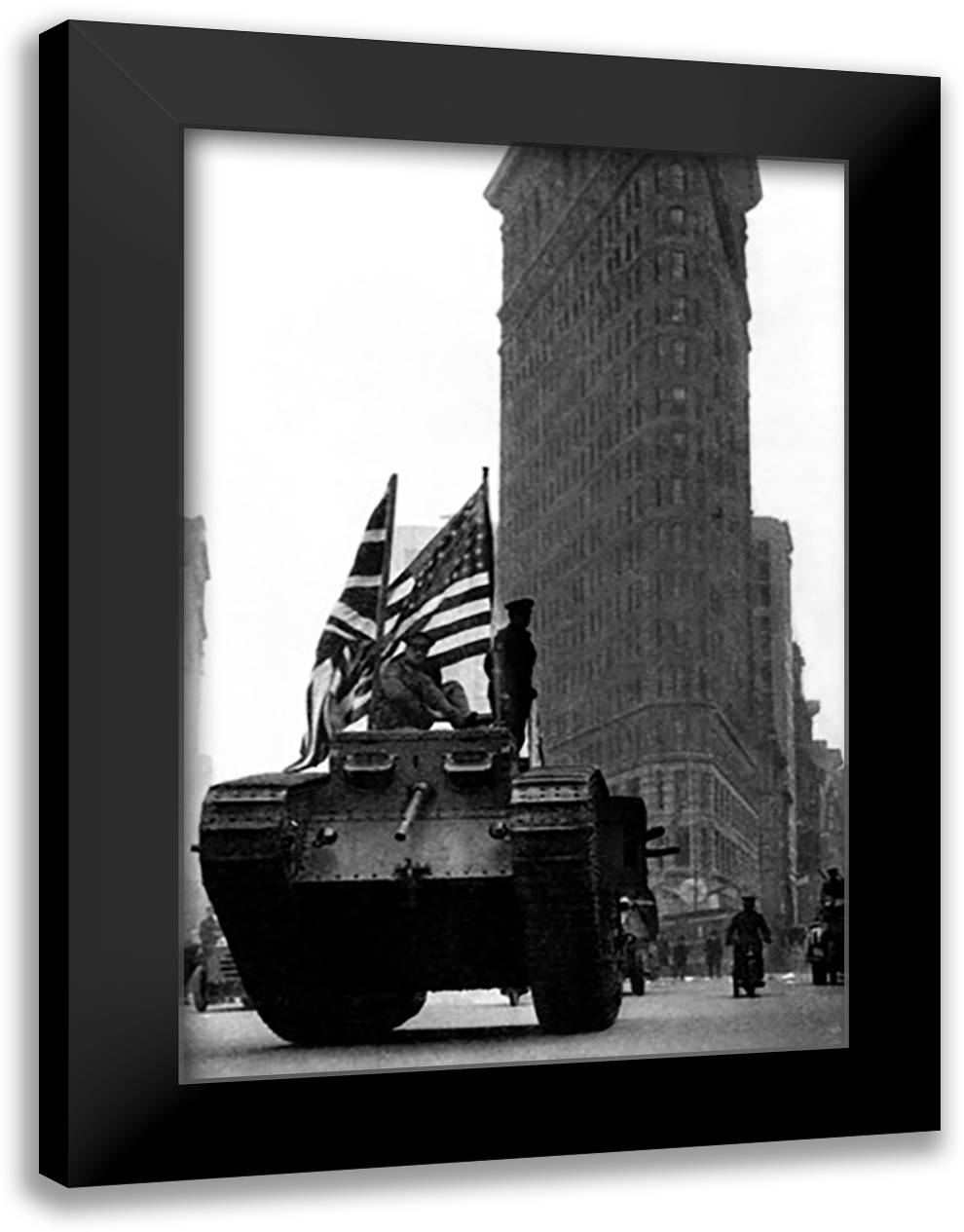 British Tank on Fifth Avenue 16x22 Black Modern Wood Framed Art Print Poster by Phillips, C. Coles