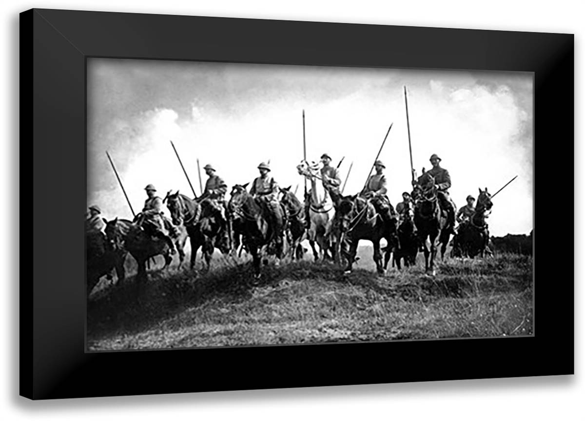 French Lancers Ready to Follow Up a German Retreat 22x16 Black Modern Wood Framed Art Print Poster