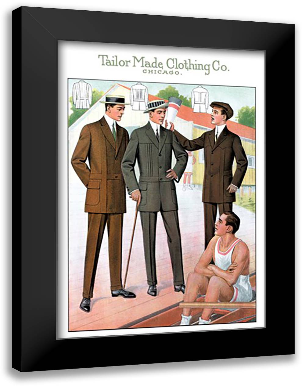 At the Boathouse 16x22 Black Modern Wood Framed Art Print Poster