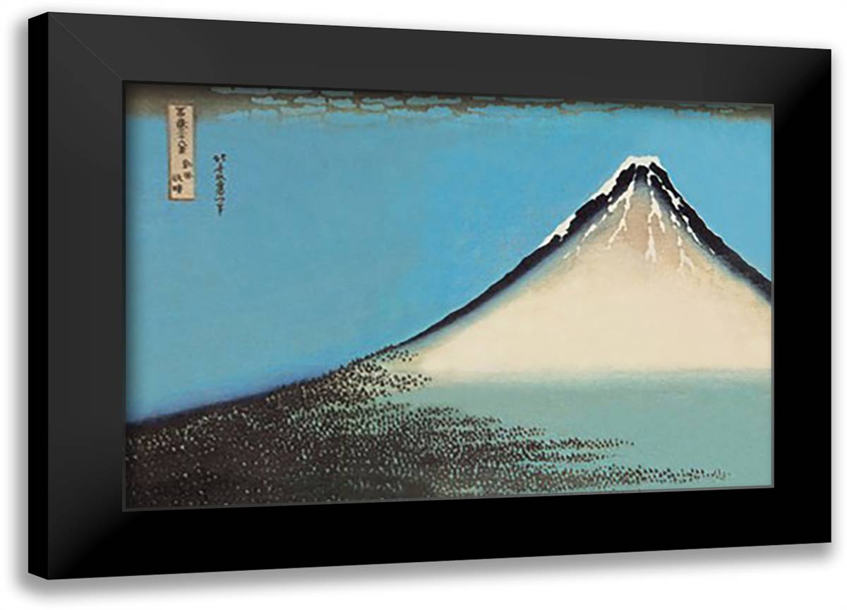 Mount Fuji 22x16 Black Modern Wood Framed Art Print Poster by Hokusai, Katsushika