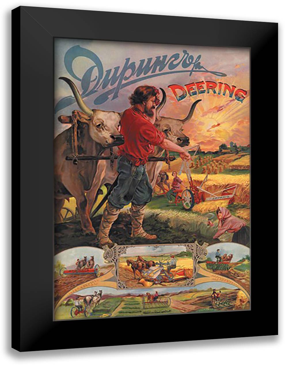Deering Plows 16x22 Black Modern Wood Framed Art Print Poster