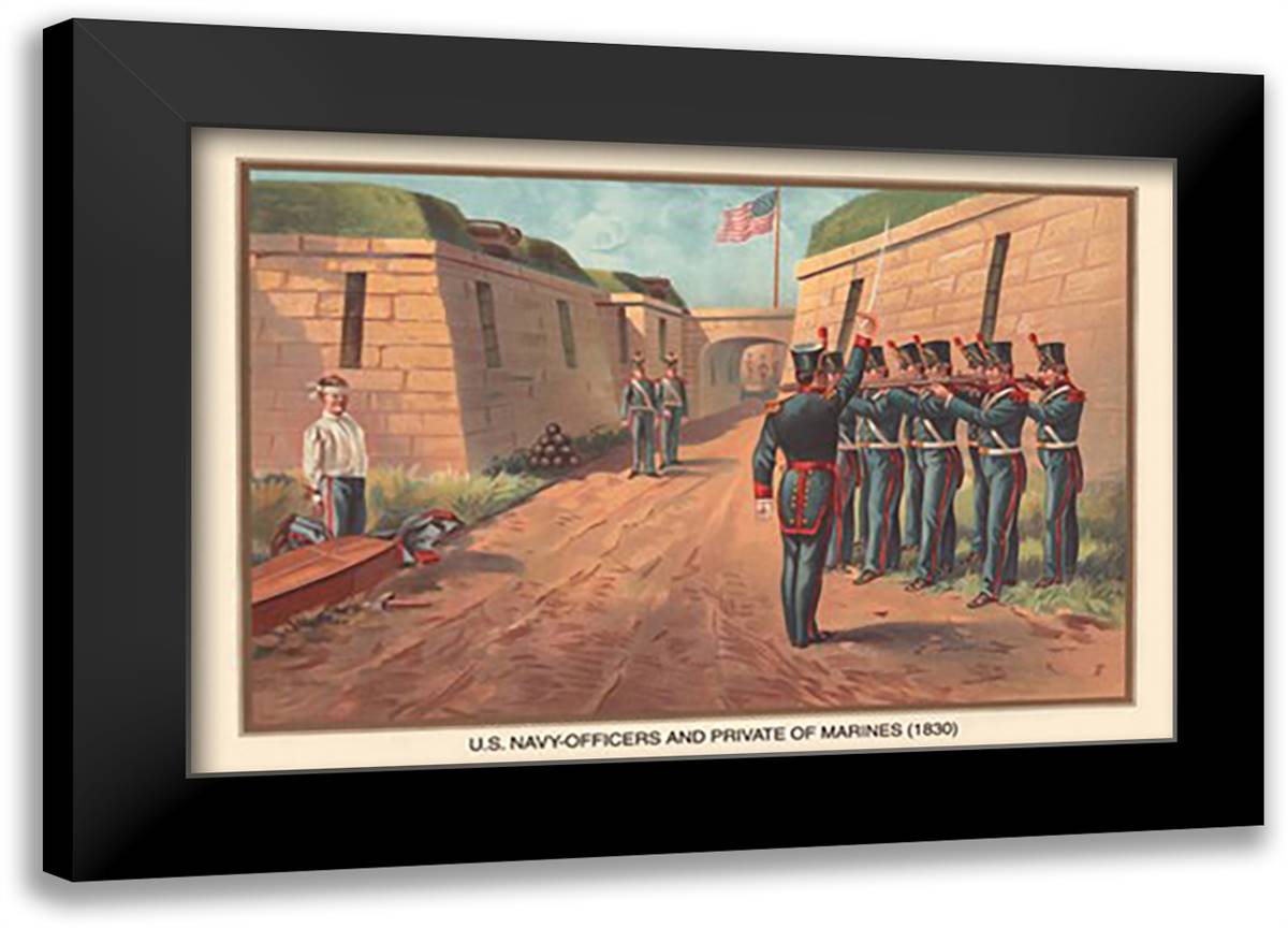 Officers and Private of the Marines, 1830 22x16 Black Modern Wood Framed Art Print Poster by Plank, Werner